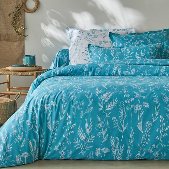 Linge de lit Alessia en coton imprimé fleuri (bleu) Linge de lit Alessia en coton imprimé fleuri (bleu)